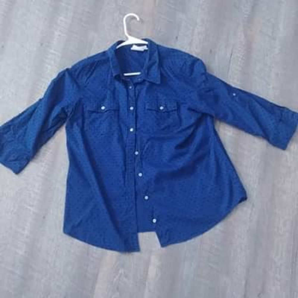 Dark blue button up shirt
